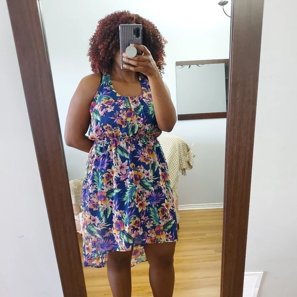 G:21 women flowy dress floral pattern size Large Asymmetrical Dress L - Picture 4 of 13